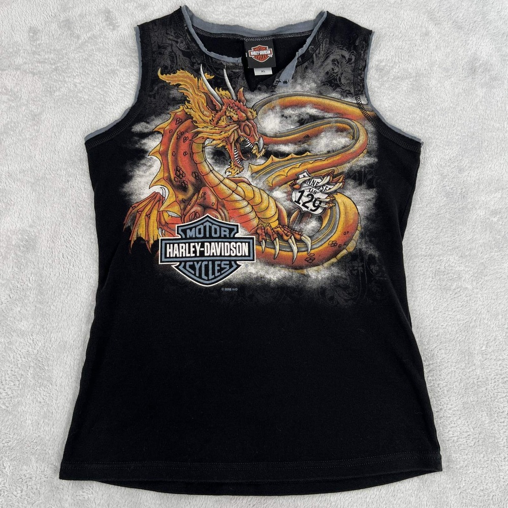 Harley-Davidson Dragon Tank Top XL Black Womens Smoky Mountain Tennessee 2008 HD